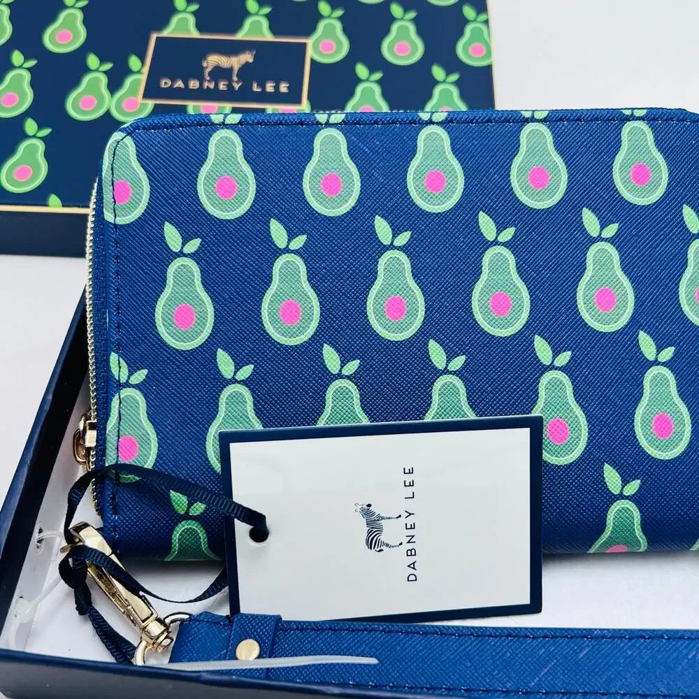 Dabney Lee Avocado Zip Wallet, Navy and Green